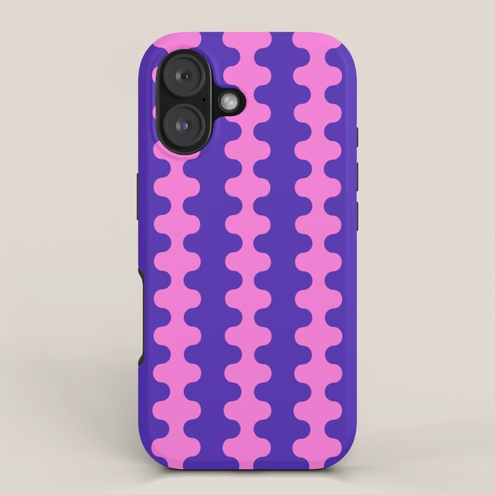 Wavy Stripes Ogee A-Go-Go Bold Pop Pattern in Purple Pink iPhone Case Gallery Image 1