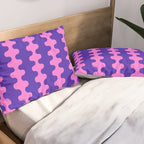 Wavy Stripes Ogee A-Go-Go Bold Pop Pattern in Purple Pink Pillow Sham Gallery Image 2