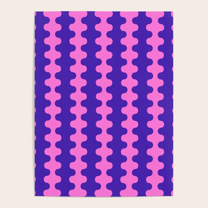 Wavy Stripes Ogee A-Go-Go Bold Pop Pattern in Purple Pink Poster Gallery Image 4
