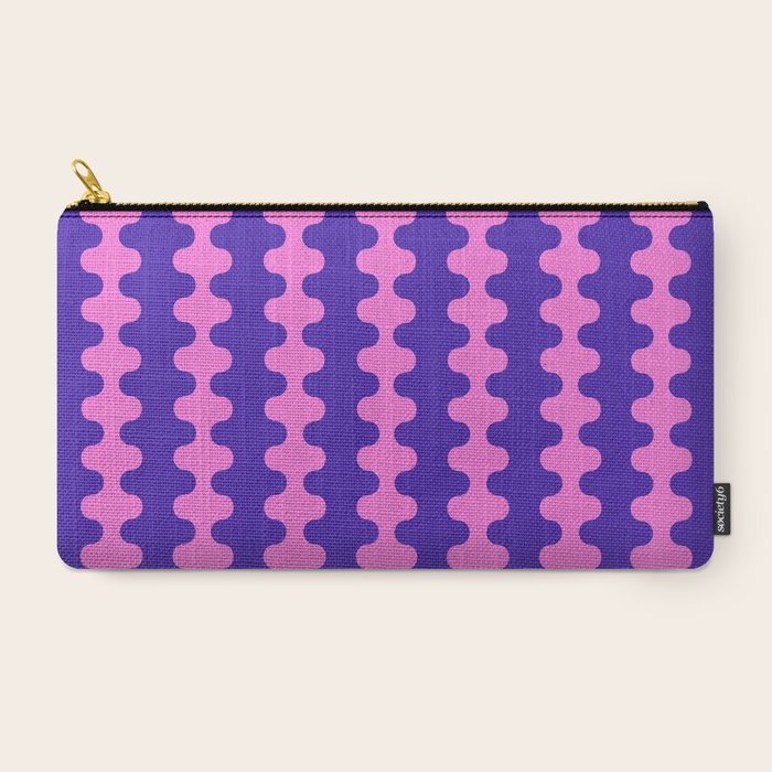 Wavy Stripes Ogee A-Go-Go Bold Pop Pattern in Purple Pink Carry All Pouch Gallery Image 2