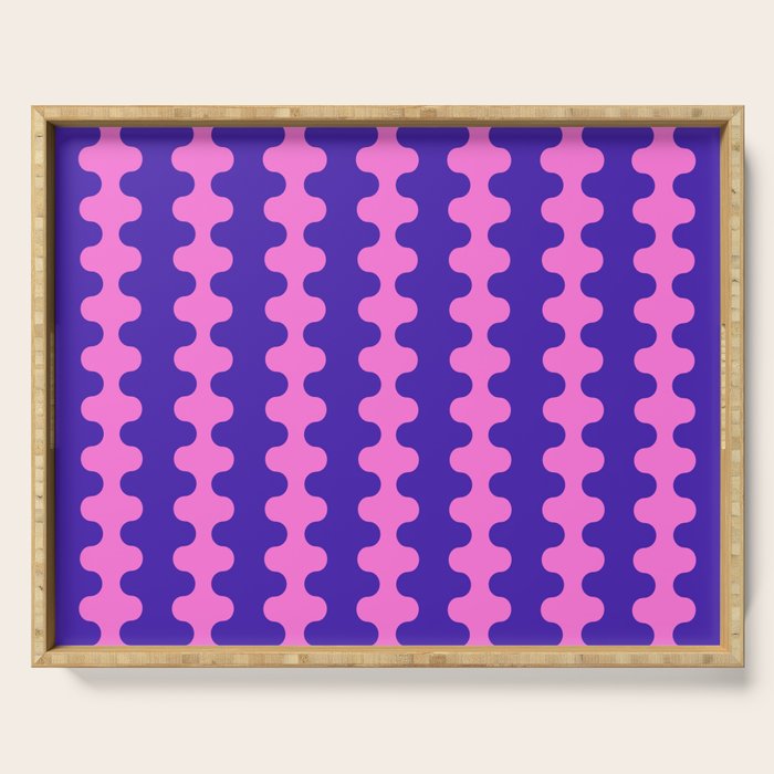Wavy Stripes Ogee A-Go-Go Bold Pop Pattern in Purple Pink Serving Tray Gallery Image 1