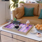 Wavy Stripes Ogee A-Go-Go Bold Pop Pattern in Purple Pink Serving Tray Gallery Image 2