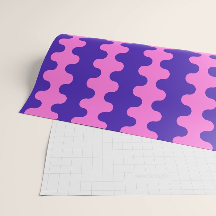 Wavy Stripes Ogee A-Go-Go Bold Pop Pattern in Purple Pink Wrapping Paper Gallery Image 2