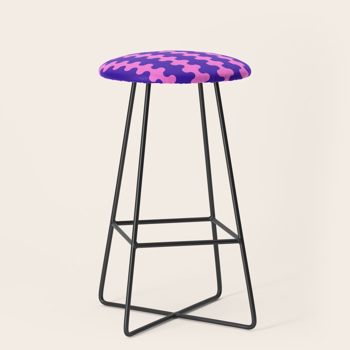 Wavy Stripes Ogee A-Go-Go Bold Pop Pattern in Purple Pink Stool Gallery Image 1