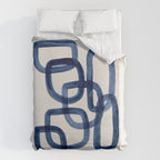 EnShape by Ejaaz Haniff 'Navy Nesting Ovals' Mid Century Modern Minimal Minimalist Watercolor Abstract Funky Fun Style Duvet Cover Gallery Image 6