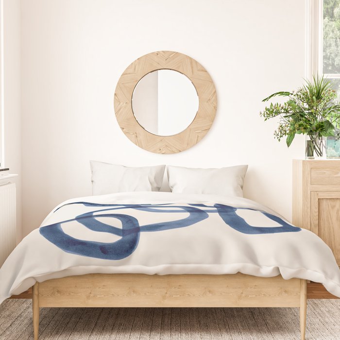 EnShape by Ejaaz Haniff 'Navy Nesting Ovals' Mid Century Modern Minimal Minimalist Watercolor Abstract Funky Fun Style Duvet Cover Gallery Image 3