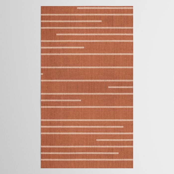 Geometric Art, Colorful Stripes, Terracotta Tablecloth Gallery Image 2