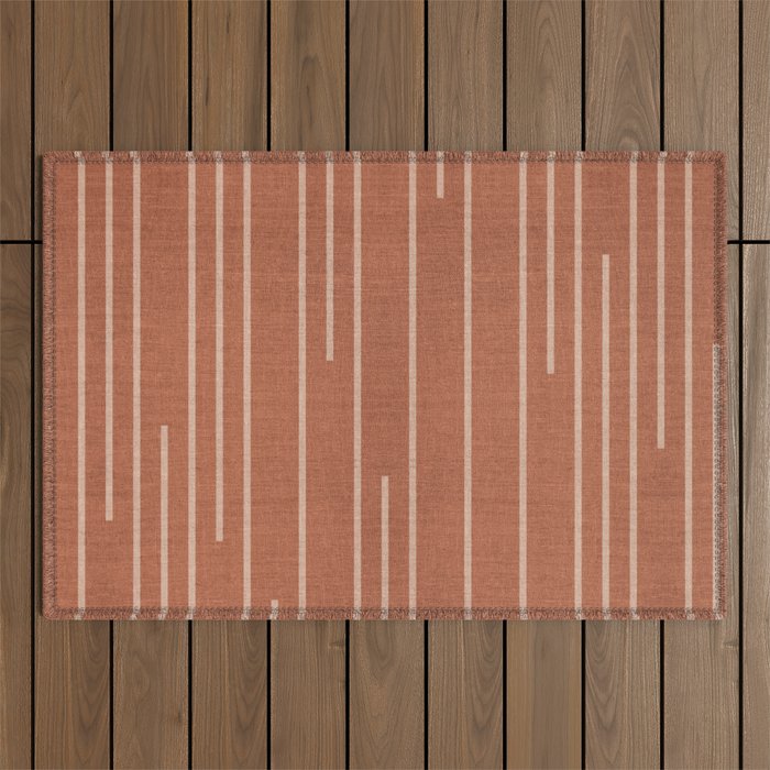 Geometric Art, Colorful Stripes, Terracotta Outdoor Rug Gallery Image 1