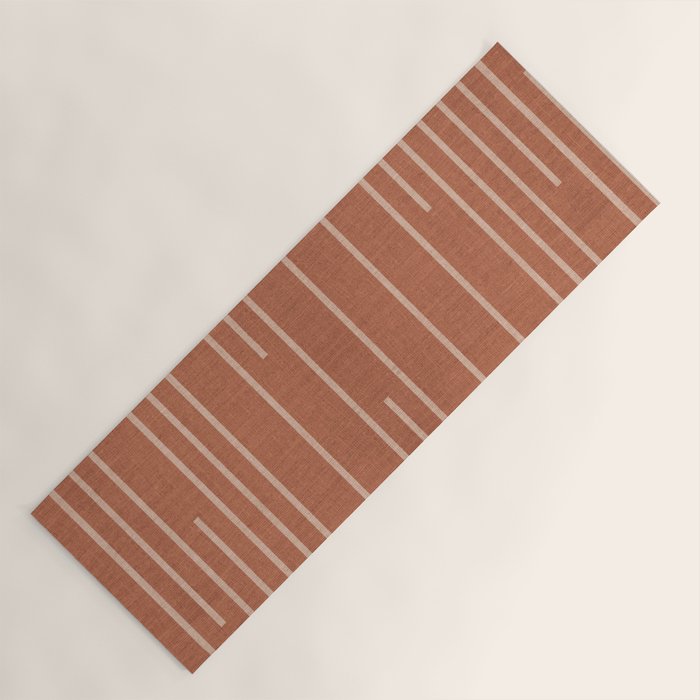 Geometric Art, Colorful Stripes, Terracotta Yoga Mat Gallery Image 1