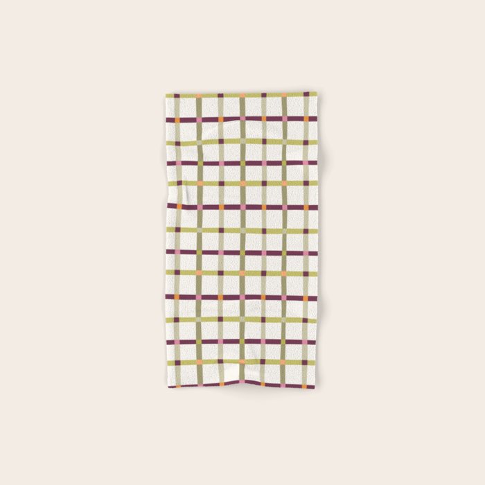 Windowpane Plaid - Olive Green and Burgundy Bath Towel Gallery Image 1