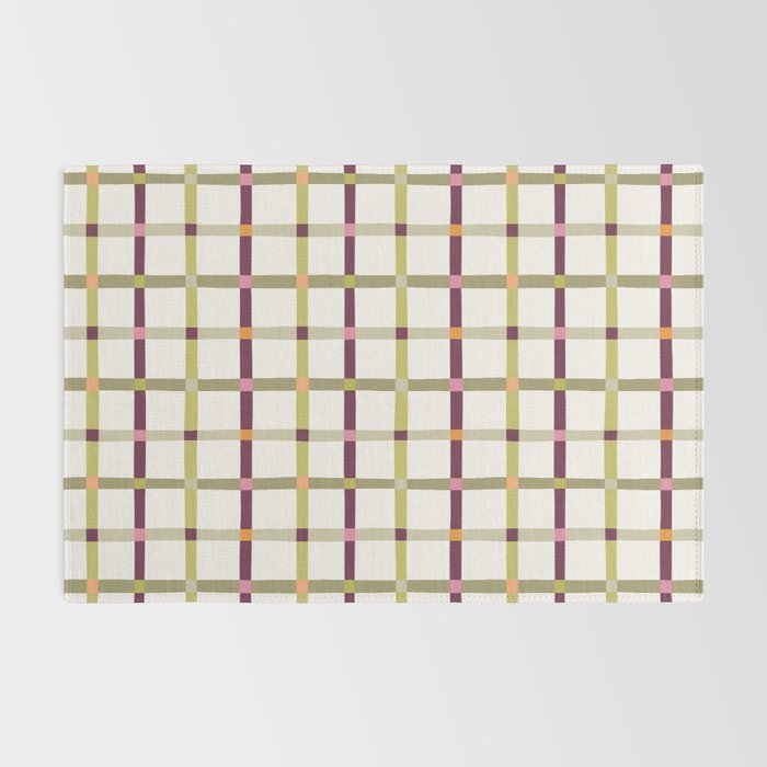 Windowpane Plaid - Olive Green and Burgundy Rug Gallery Image 2