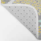Floral Prints and Leaves, Gray, Yellow and Aqua Bath Mat Gallery Image 2