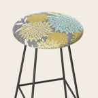 Floral Prints and Leaves, Gray, Yellow and Aqua Stool Gallery Image 2
