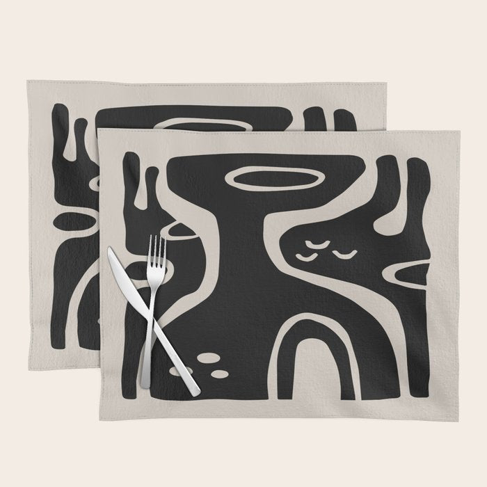 Abstract Art Black and Linen White Placemat Gallery Image 1