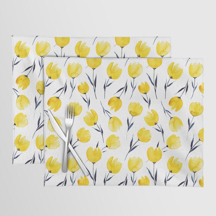 Yellow Tulips | Watercolour Pattern Placemat Gallery Image 1