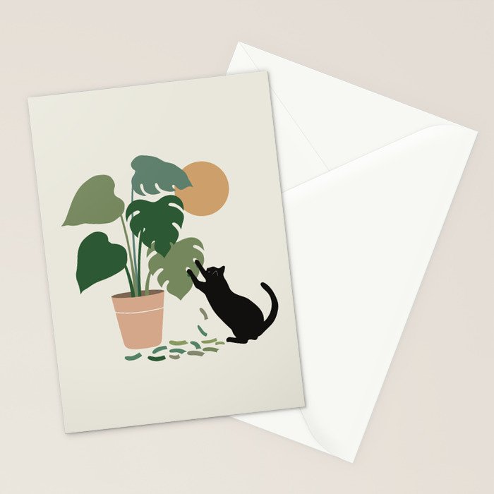 Cat and Plant 13: The Making of Monstera Stationery Card Gallery Image 2