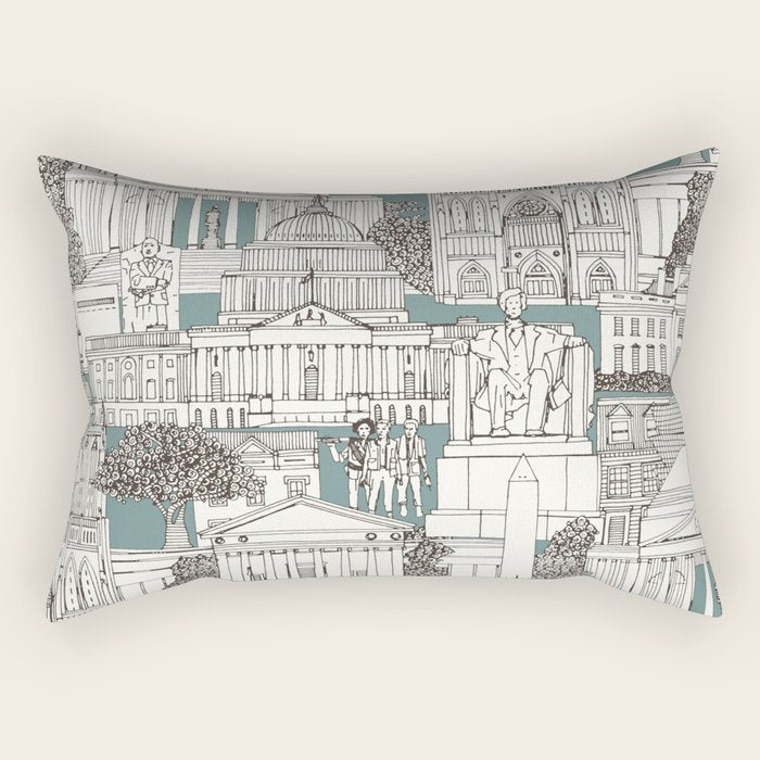 Washington DC toile juniper Rectangular Pillow Gallery Image 2