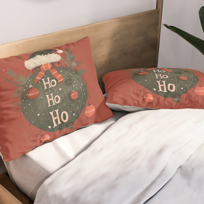 Festive Ho Ho Ho Bauble Red  Pillow Sham Gallery Image 2