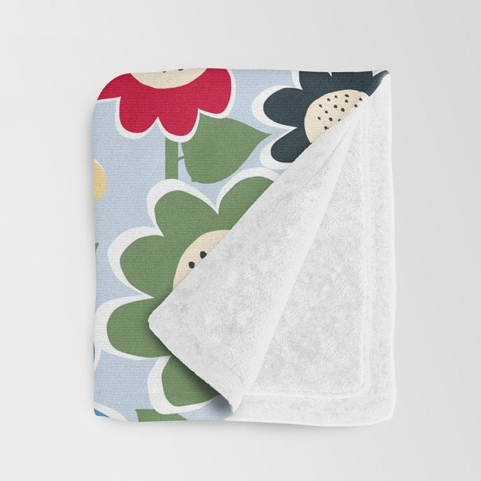 Flowerscape field - charming blue Throw Blanket Gallery Image 3