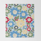 Flowerscape field - charming blue Throw Blanket Gallery Image 2