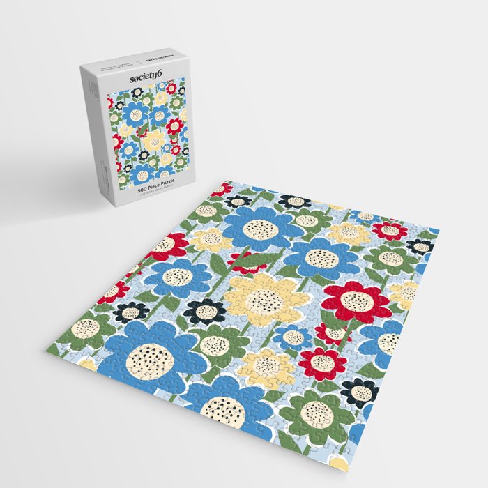Flowerscape field - charming blue Jigsaw Puzzle Gallery Image 2