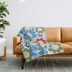 Flowerscape field - charming blue Throw Blanket Gallery Image 1