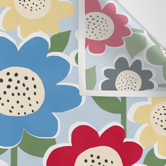 Flowerscape field - charming blue Wall Tapestry Gallery Image 3