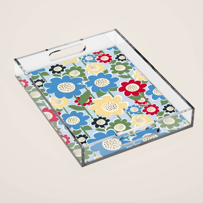 Flowerscape field - charming blue Acrylic Tray Gallery Image 1