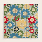 Flowerscape field - charming blue Wood Wall Art Gallery Image 1