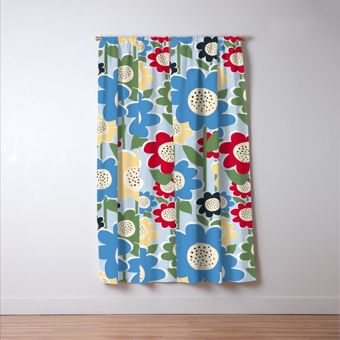 Flowerscape field - charming blue Window Curtain Gallery Image 3