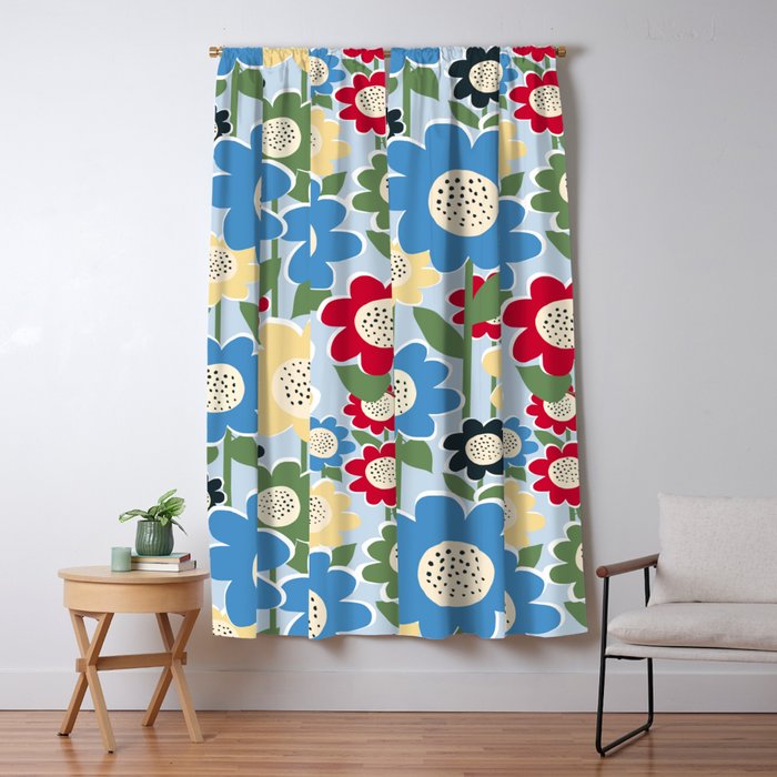 Flowerscape field - charming blue Window Curtain Gallery Image 1
