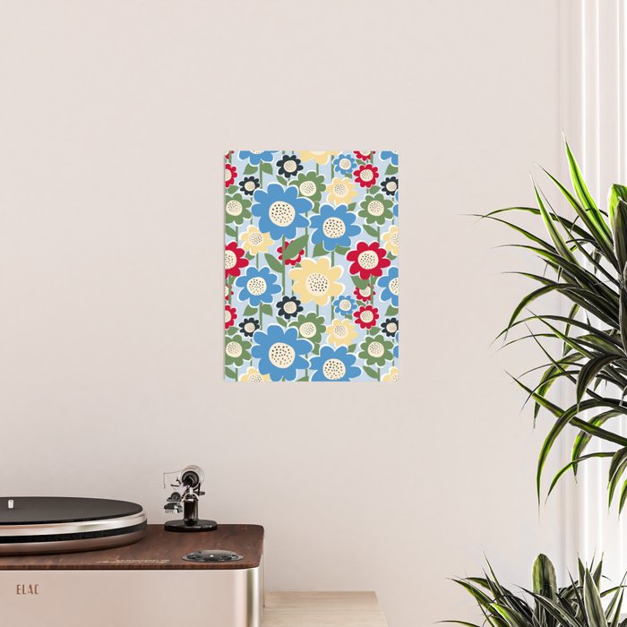 Flowerscape field - charming blue Poster Gallery Image 2
