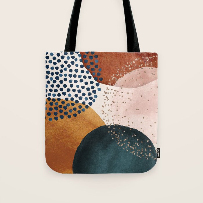 Abstract Watercolor Terracotta, Green & Blush Pink Art Print By LandSartprints Tote Bag Gallery Image 1
