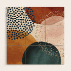 Abstract Watercolor Terracotta, Green & Blush Pink Art Print By LandSartprints Wood Wall Art Gallery Image 1