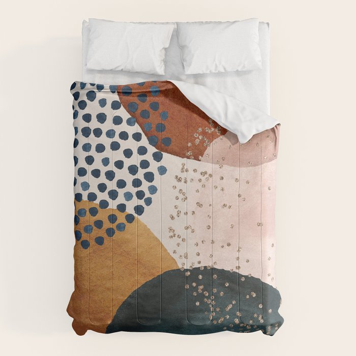 Abstract Watercolor Terracotta, Green & Blush Pink Art Print By LandSartprints Comforter Gallery Image 6