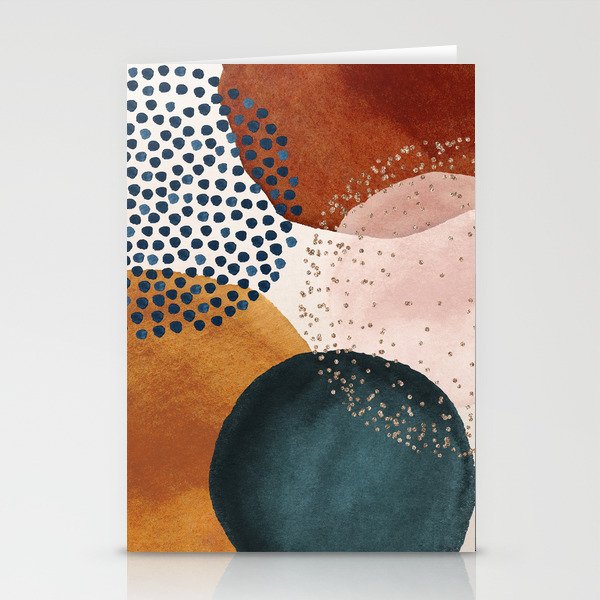 Abstract Watercolor Terracotta, Green & Blush Pink Art Print By LandSartprints Stationery Card Gallery Image 1