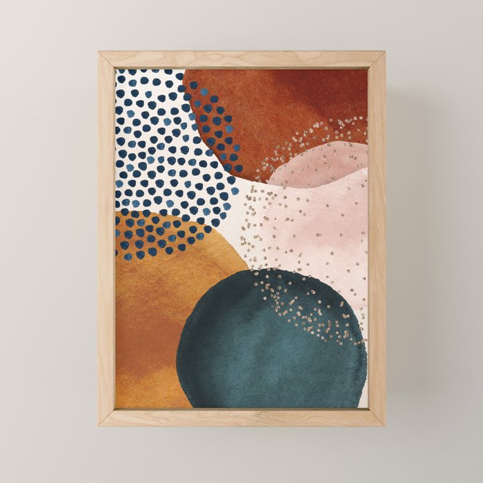 Abstract Watercolor Terracotta, Green & Blush Pink Art Print By LandSartprints Mini Art Print Gallery Image 1