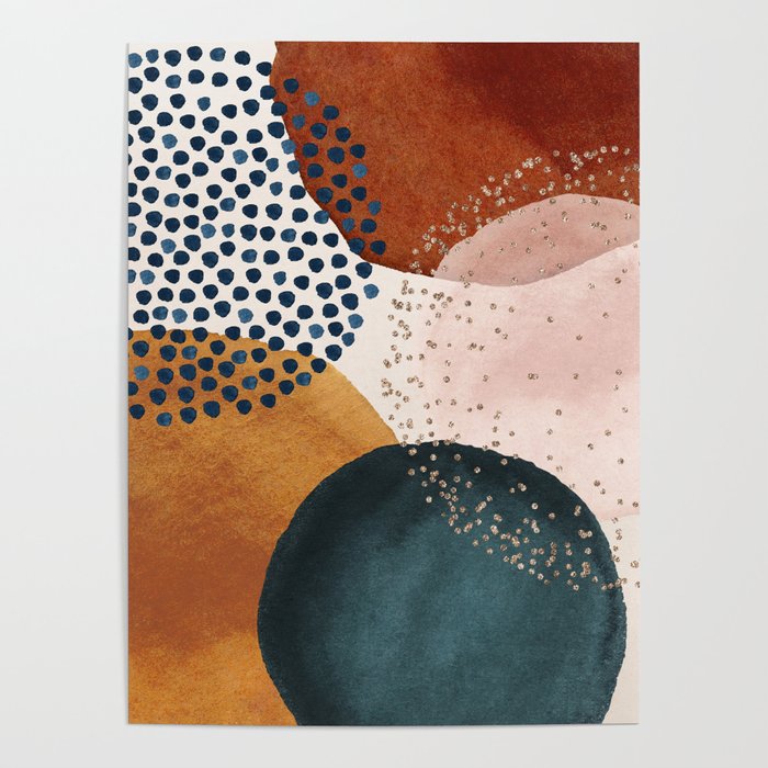 Abstract Watercolor Terracotta, Green & Blush Pink Art Print By LandSartprints Poster Gallery Image 4