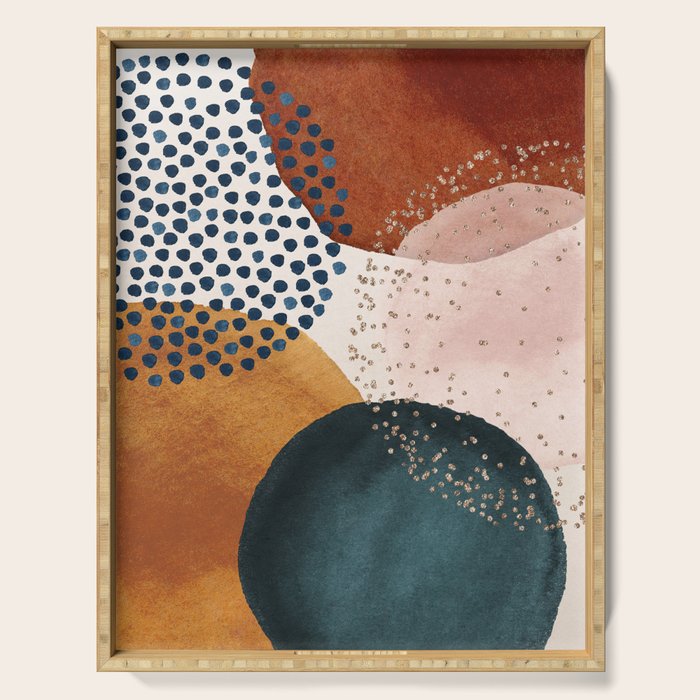 Abstract Watercolor Terracotta, Green & Blush Pink Art Print By LandSartprints Serving Tray Gallery Image 1