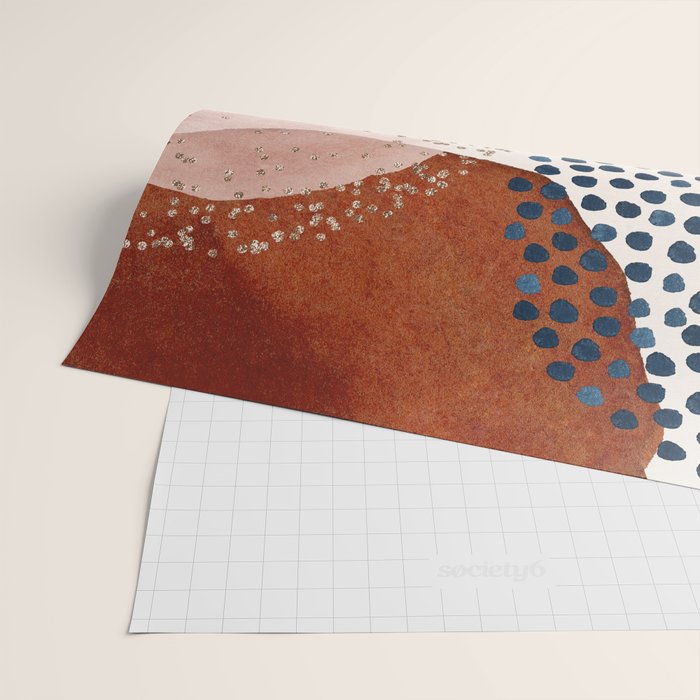 Abstract Watercolor Terracotta, Green & Blush Pink Art Print By LandSartprints Wrapping Paper Gallery Image 2