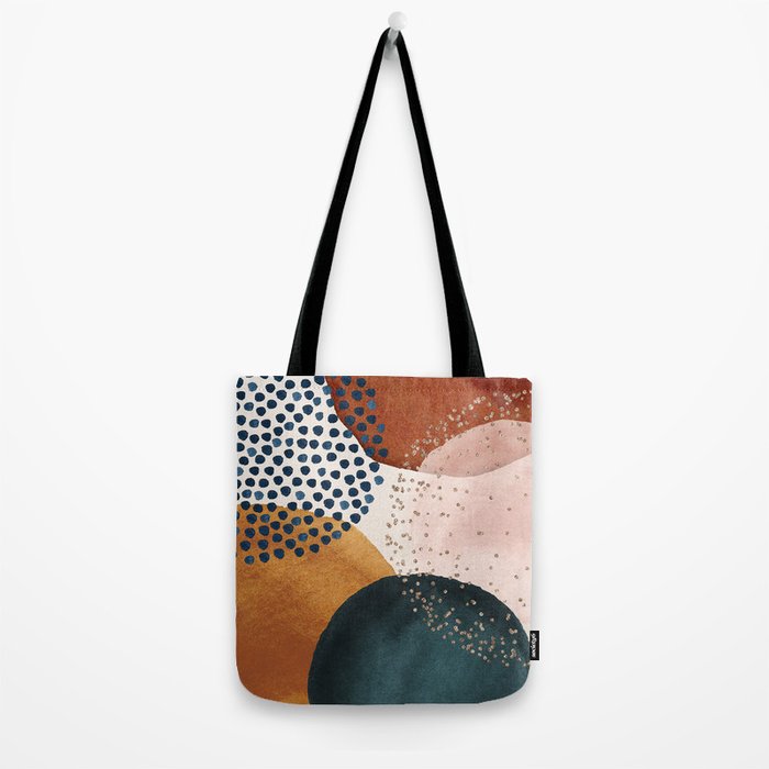 Abstract Watercolor Terracotta, Green & Blush Pink Art Print By LandSartprints Tote Bag Gallery Image 2