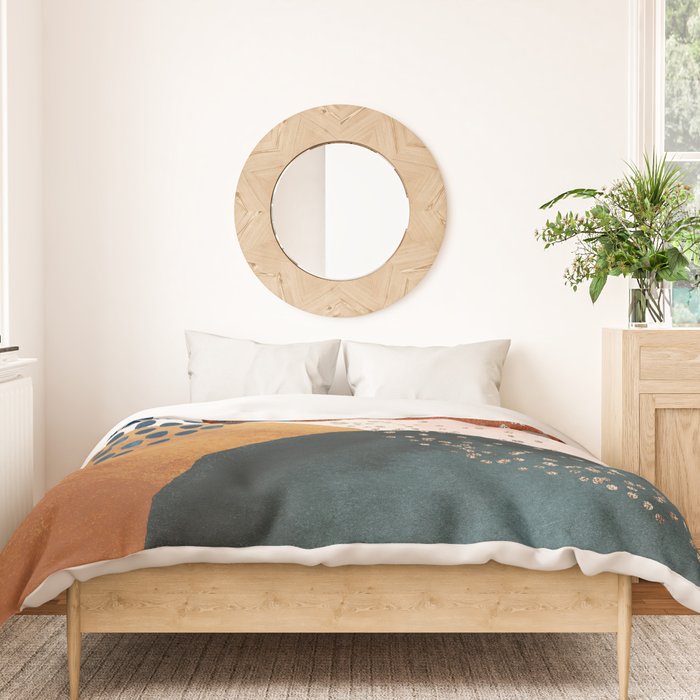 Abstract Watercolor Terracotta, Green & Blush Pink Art Print By LandSartprints Duvet Cover Gallery Image 3