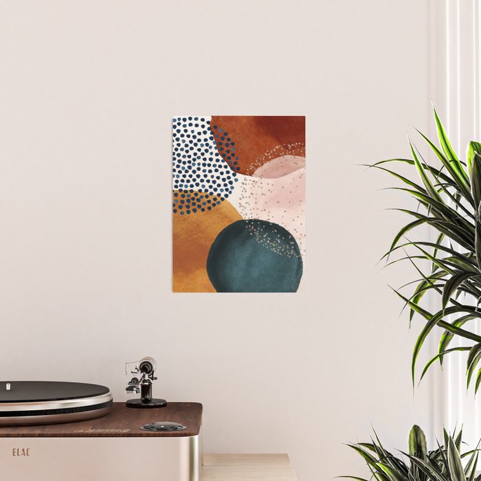 Abstract Watercolor Terracotta, Green & Blush Pink Art Print By LandSartprints Poster Gallery Image 2