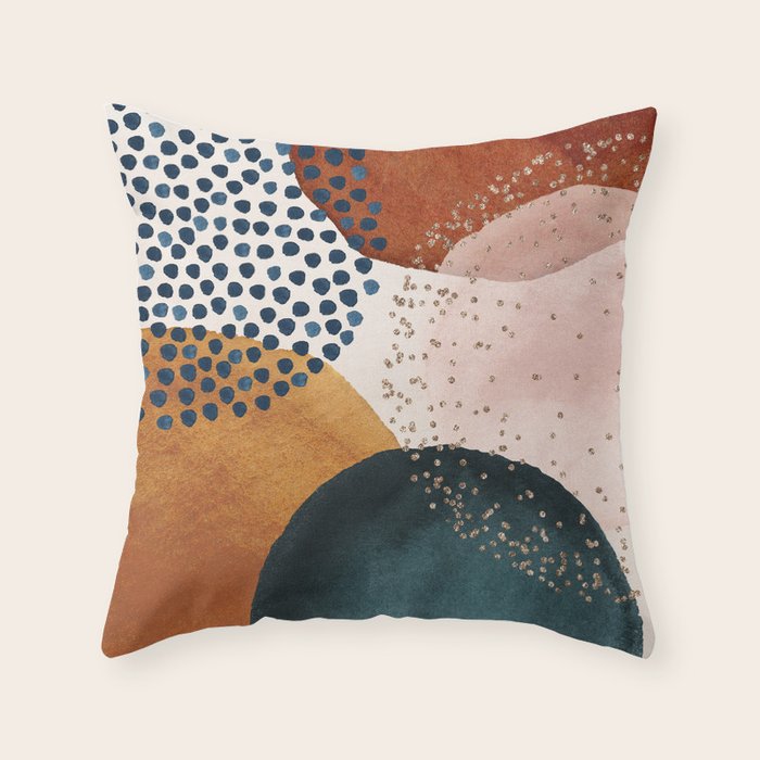 Abstract Watercolor Terracotta, Green & Blush Pink Art Print By LandSartprints Throw Pillow Gallery Image 6