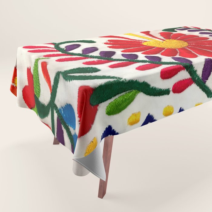 Red Mexican Flower Tablecloth Gallery Image 1
