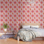 Retro Floral Pattern in Pink, Red, and Orange Wallpaper Gallery Image 3