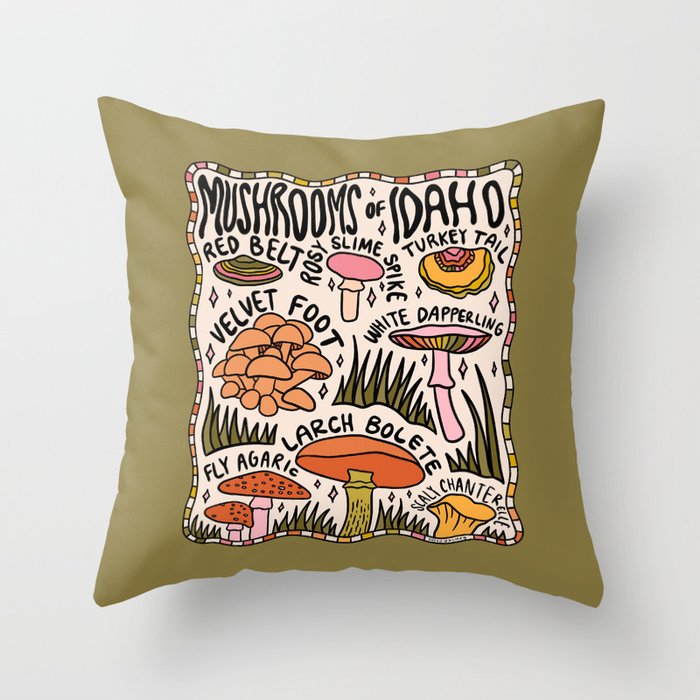 Mushrooms of Idaho Throw Pillow Gallery Image 1