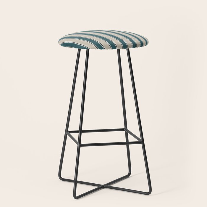 Cottage Stripes Vertical Pattern in Teal Beige Charcoal Stool Gallery Image 1