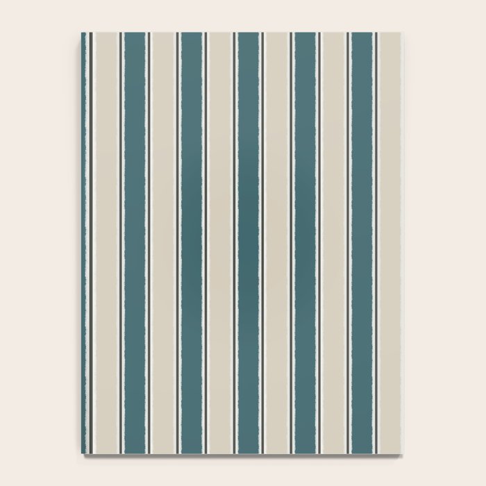 Cottage Stripes Vertical Pattern in Teal Beige Charcoal Notebook Gallery Image 4