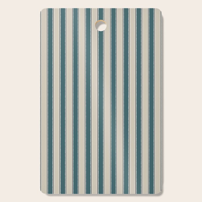 Cottage Stripes Vertical Pattern in Teal Beige Charcoal Cutting Board Gallery Image 1